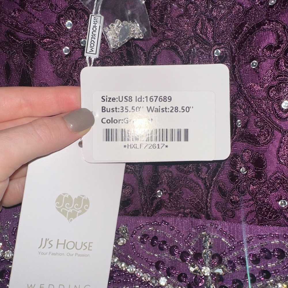JJs House Deep Purple Grape Maxi Chiffon Dress Evening Gown size 8 - Picture 8 of 10